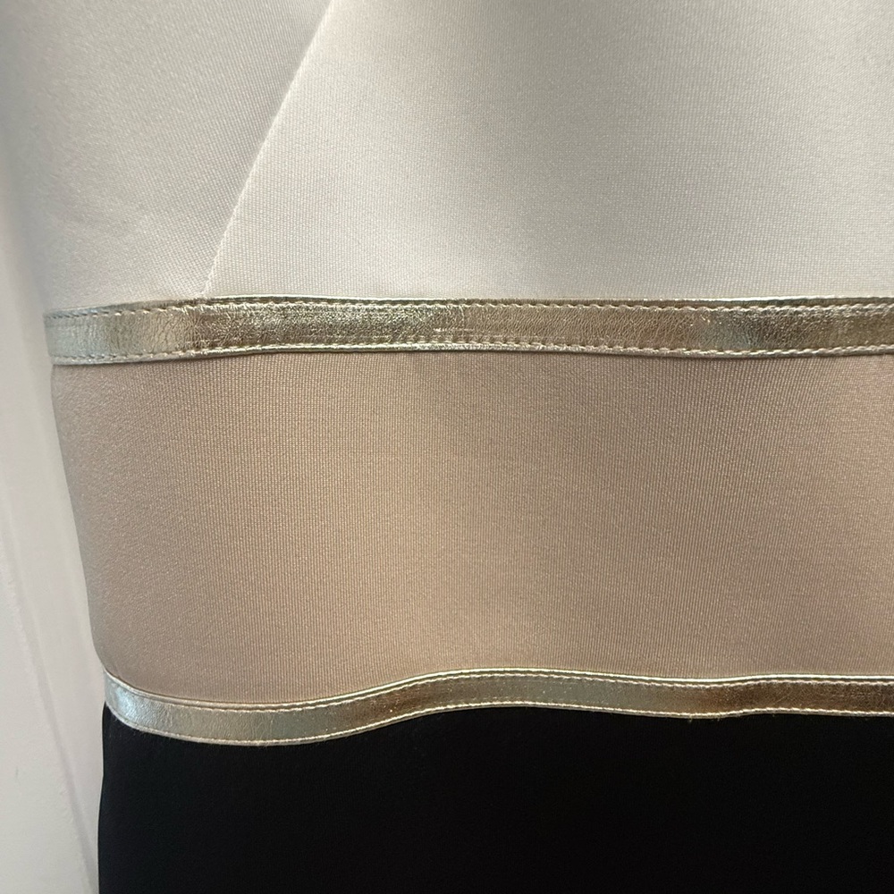 NWT Calvin Klein Women's Black White Gold Colorblocked Sheath Dress ~Size 8 - Picture 3 of 13